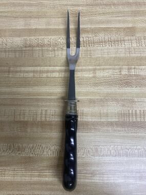 Vintage Craftsman Stainless USA Heavy Duty Carving Fork Black Handle 11.75”